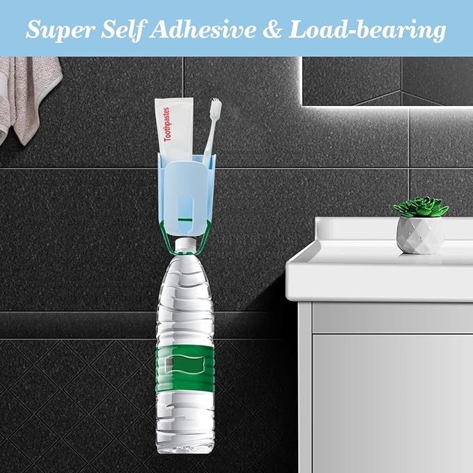 Toothbrush Holders for Bathrooms Toothbrush Holders Wall Mounted BPA-Free Tooth Brush Holder with Toothbrush Cup Drilling-Free (Blue)