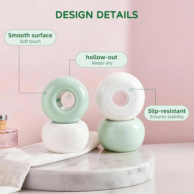 2Pcs Ceramic Toothbrush Holders for Bathrooms Countertop Toothbrush Holder Makeup Brush Holder Pen Holder Razor Holder Tooth Brush Holder Toothbrush Stand Bathroom Accessories