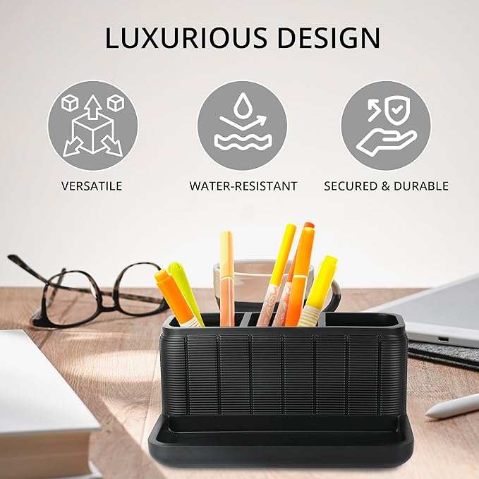 Luxurious Bathroom Vanity Organizer Premium 3 Compartment Storage for Makeup, Toothbrushes, Skincare Essentials Durable, Water Resistant Stylish