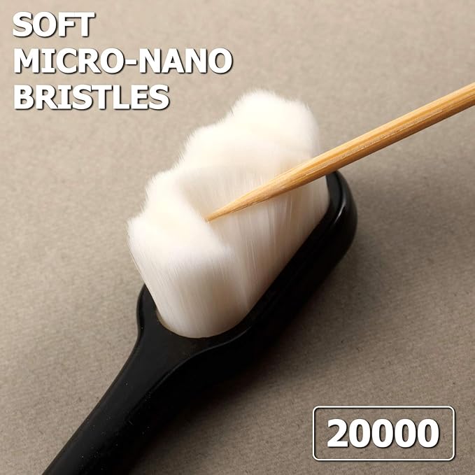 Boao 4 Pcs Soft Bristle Toothbrush Nano Toothbrush Ultra Soft Brush Manual Brush with 20,000 Bristles for Sensitive Teeth Adult Kid Children(Black)