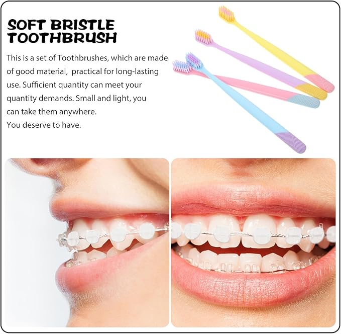 10pcs Soft Bristle Adult Toothbrushes Compact Small Brush Head Portable Manual Toothbrushes for Travel and Daily Oral Cleaning