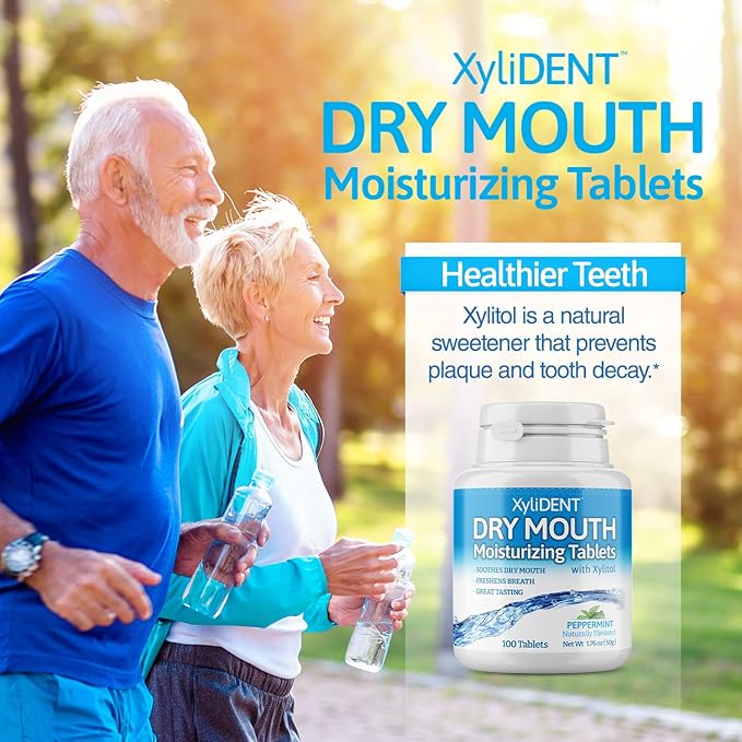 Nature's Stance XyliDENT Xylitol Tablets for Dry Mouth Relief - Stimulates Saliva, Freshens Breath, Reduces Acid Production, Fast Acting Relief, 100 Count (Peppermint) (Pack of 2)