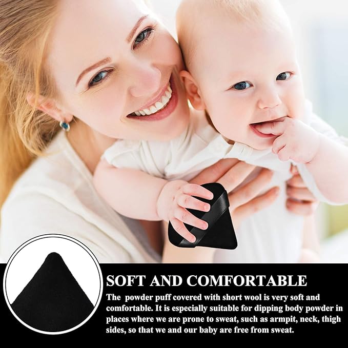 Maitys 12 Pieces Powder Puff Triangle Face Makeup Cosmetic for Loose Powder Soft Body Washable Reusable Foundation Sponge Mineral Wet Dry Makeup Tool(Black, White, Small)