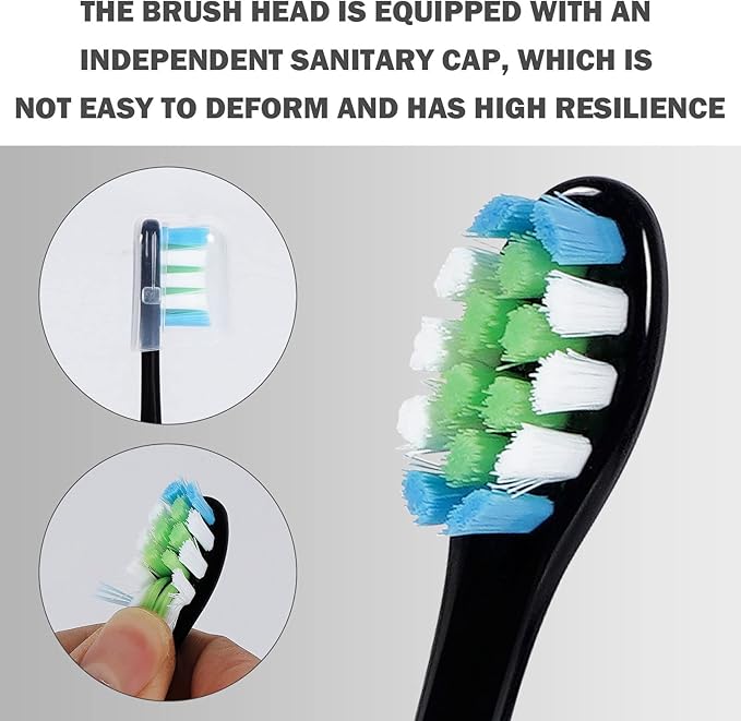 GTHUNDER Electric Rreplacement Toothbrush Heads Suitable for Oclean.with Hygienic Caps,Vacuum-Packed.Fits Adapted for All Oclean Models x pro Elite, X, X Pro,Flow,F1,Air 2-4Pcs(Black)