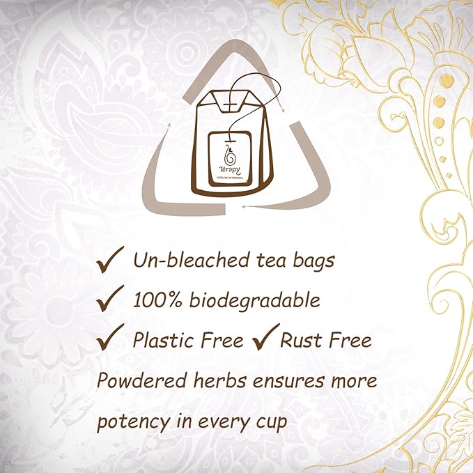 Térapy Ceylon Youthful Glow Herbal Tea Bags | Helps Maintain Healthy Skin and Hair | 100% Natural Blue Butterfly Peas, Licorice Root, Green Tea & More | Individually Wrapped Organic Tea Bags |18 Count