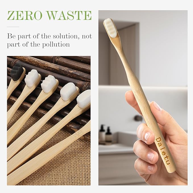 Extra Soft Bamboo Toothbrushes for Sensitive Gums, 20000 Extra Soft Bristle Toothbrushes for Adults, Eco-Friendly, Natural Wooden Organic Micro Nano Bamboo Bristle Toothbrush - 4 Pack