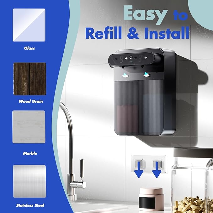 YIKHOM Wall Mount Automatic Soap Dispenser, Touchless Electric Sensor Dispenser for Kitchen Bathroom, Dual 13.53 oz Hand Free Liquid Hand Sanitizer Pump, 9 Levels Adjustable USB C Rechargeable