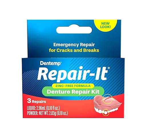 Dentemp Repair Kit - Repair-It Advanced Formula Denture Repair Kit - Repairs Broken Dentures, Mends Cracks and Replace Loose Teeth