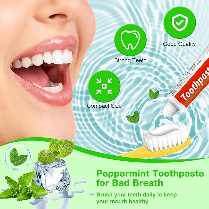 HOFASON 200 Tubes Bulk Travel Size Toothpaste 0.18 oz, Extra Small 2.28x0.78 inches Disposable Travel Size Bulk Mini Toothpaste Peppermint for Bad Breath, Guests, Homeless, Hotel, Charity Toiletries