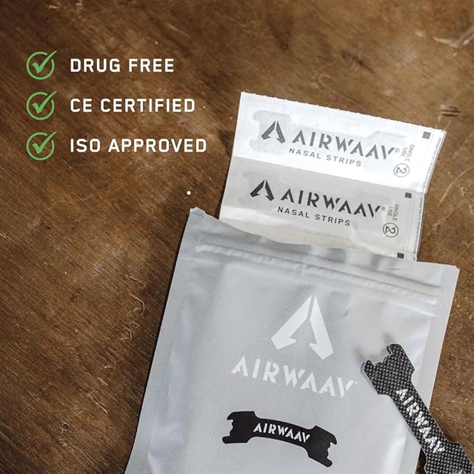 AIRWAAV Nasal Strips (30 Ct) - Nose Strips to Boost Oxygen Intake, Reduce Snoring, Improve Sleep Quality and Recovery - Extra Strength Snoring Solution - Breathe Better in Every Moment (Large)