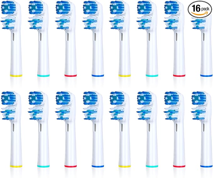 Replacement Brush Heads Compatible with Oral B- Double Clean Design, Double Clean Brush Heads, Compatible with Braun Oral-B Dual Clean Electric Toothbrush (16-Pack)