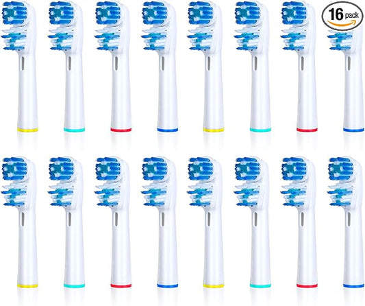 Replacement Brush Heads Compatible with Oral B- Double Clean Design, Double Clean Brush Heads, Compatible with Braun Oral-B Dual Clean Electric Toothbrush (16-Pack)