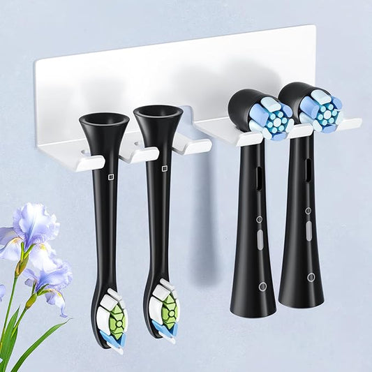 Electric Toothbrush Head Holder, Toothbrush Holders Wall Mounted, Electric Toothbrushs Holder, Bathroom Shower Tooth Brushing Holder, Tooth Brush Head Holder Organiser (White, Large)