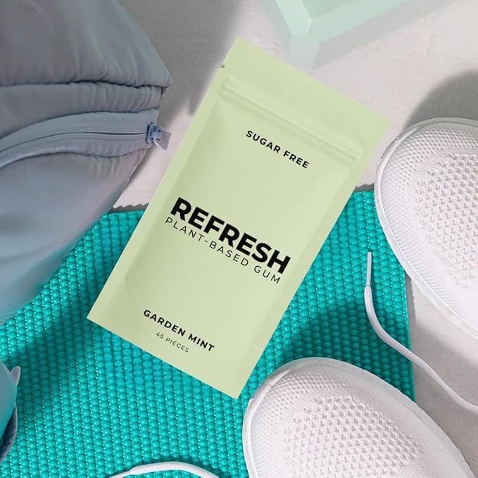 Refresh Gum Garden Mint, Xylitol – Sugar Free Chewing Gum Pouch, Natural Flavor & Organic Ingredients – Aspartame Free, Plant-Based, Non-GMO – 45 Pieces