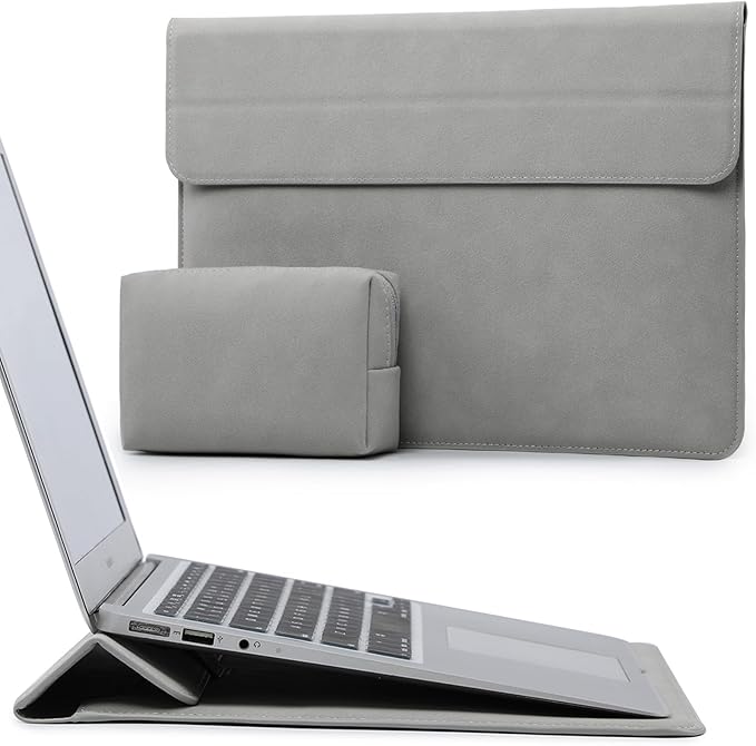 HYZUO 13.3-14 Inch Laptop Sleeve Case with Stand Feature for MacBook Pro 14 M5/M4/M3/M2/M1 2026-2021, MacBook Pro/Air 13.3, 13" 13.5" 13.8" Surface Laptop, HP Spectre X360 13/14, Light Gray