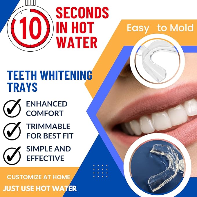 Moldable Teeth Trays for Whitening - 4 Pcs Trays with 2 Pcs Cases - Compatible with Opalescence Teeth Whitening Gel