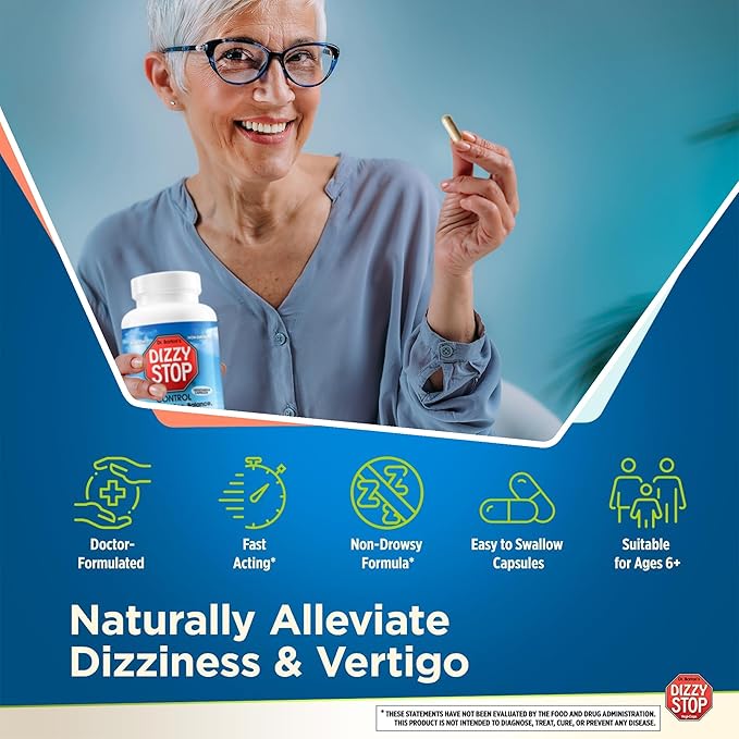 Vertigo Relief Product & Non‑Drowsy Motion Sickness Pills: Nausea and Dizziness, Ginger & Grape Seed Formula, Inner Ear Balance, Car, Cruise & Travel Essential, Stomach Support (80 Count – Pack of 3)
