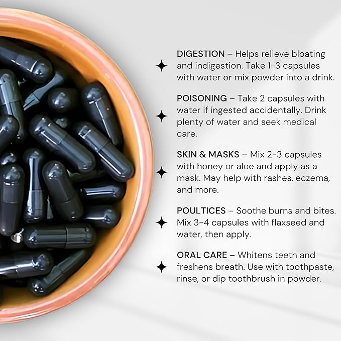 Schizandu Activated Coconut Charcoal Capsules- Supports Health - Vegan, Organic, Non-GMO, No Additives - X-Large Bottle 210 Count