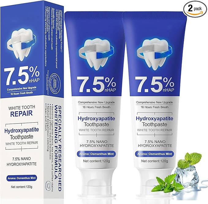 7.5 nHAP Hydroxyapatite Toothpaste - Nano Hydroxyapatite Whiteing Teeth | Enamel Repair | Fluoride-Free | Deep Cleaning Care Oral Health | Breath Freshening | Mild Mint | Sensitive Tooth (2)