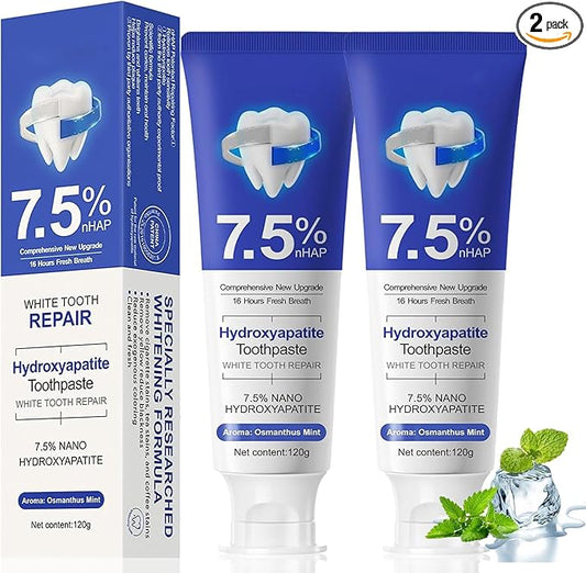7.5 nHAP Hydroxyapatite Toothpaste - Nano Hydroxyapatite Whiteing Teeth | Enamel Repair | Fluoride-Free | Deep Cleaning Care Oral Health | Breath Freshening | Mild Mint | Sensitive Tooth (2)