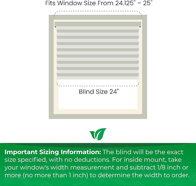 CALYX INTERIORS Cellular Honeycomb Shade, Light Filtering, Cordless, 3/8" Single Cell, 24" W x 72" H, White