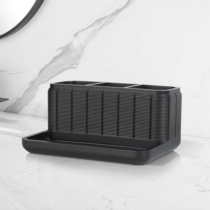 Luxurious Bathroom Vanity Organizer Premium 3 Compartment Storage for Makeup, Toothbrushes, Skincare Essentials Durable, Water Resistant Stylish