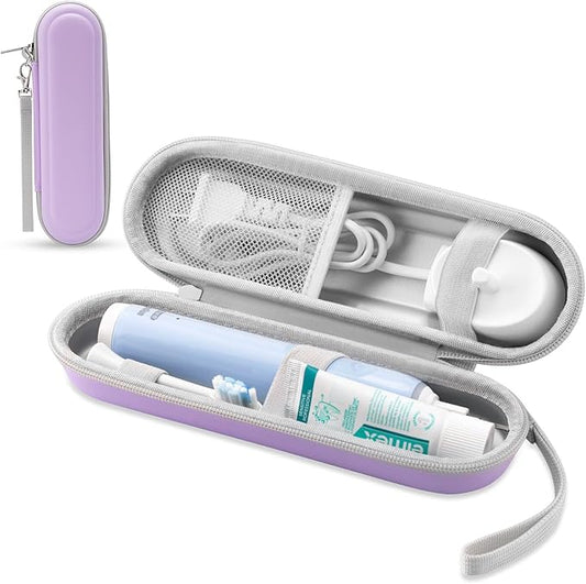 TYSORETY Toothbrush Travel Case for Oral B/Oral-B Pro 1000 1500 5000 7000 & Philips Sonicare 4100 1100 5300 5100 6100/iO Electric Toothbrush, Hard Protective Storage Bag (Light purple)
