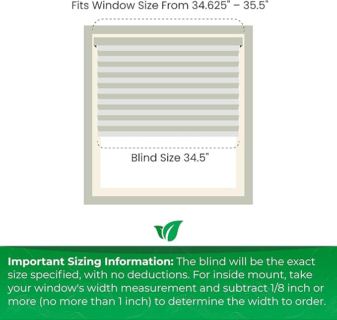 CALYX INTERIORS Blackout Cellular Honeycomb Shade, Cordless, 3/8" Single Cell, 34.5" W x 72" H, Blackout White