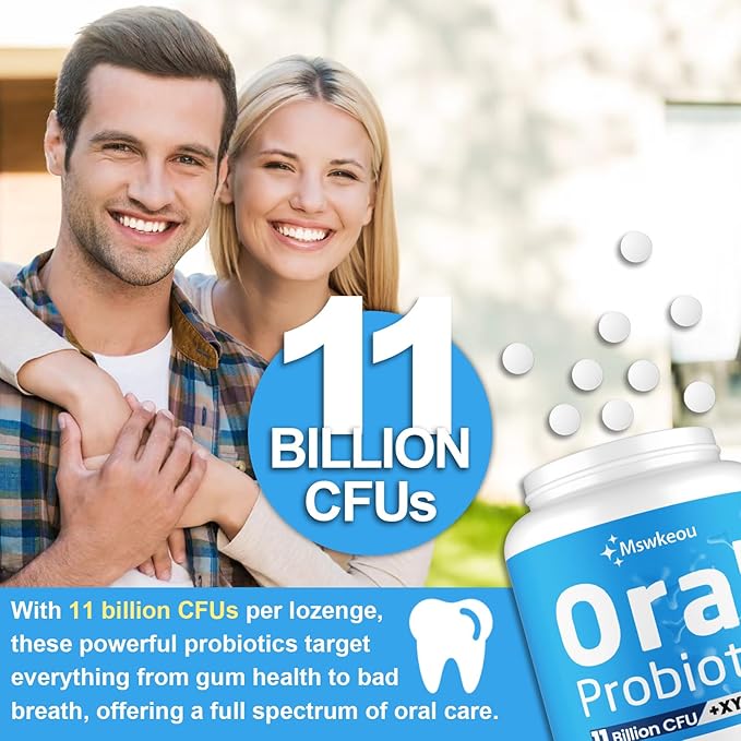 Oral Probiotics for Mouth Bad Breath for Adults 11 Billion CFU, Best Breath Oral Dental Probiotics for Teeth & Gums, Fresh Breath, Halitosis & Gut Health, 4 Packs