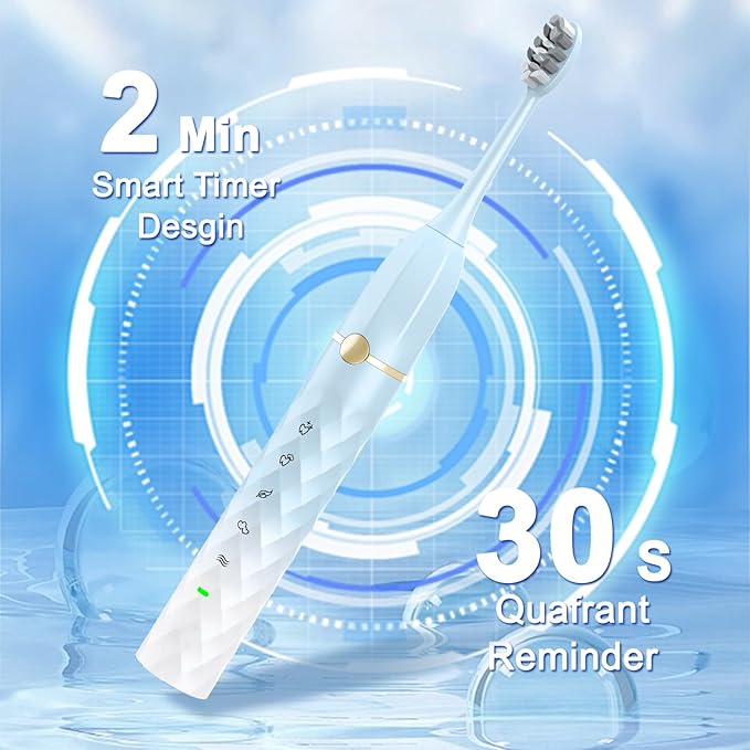 Electric Toothbrush Set, Equipped with 10 Brush Heads and Travel case, IPX8 Waterproof, 2-Minute Timer, 42000 high-Frequency Vibrations, 5 Modes, The First Choice for Gift Giving