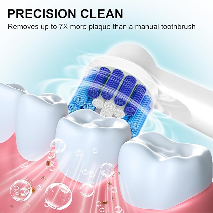 Replacement Brush Heads Compatible with Braun Oral-B, 12pcs Professional Electric Toothbrush Heads for Oral B Replacement Heads Refill Pro100/1000/1500/4000/5000/7000/8000/9600 Etc.