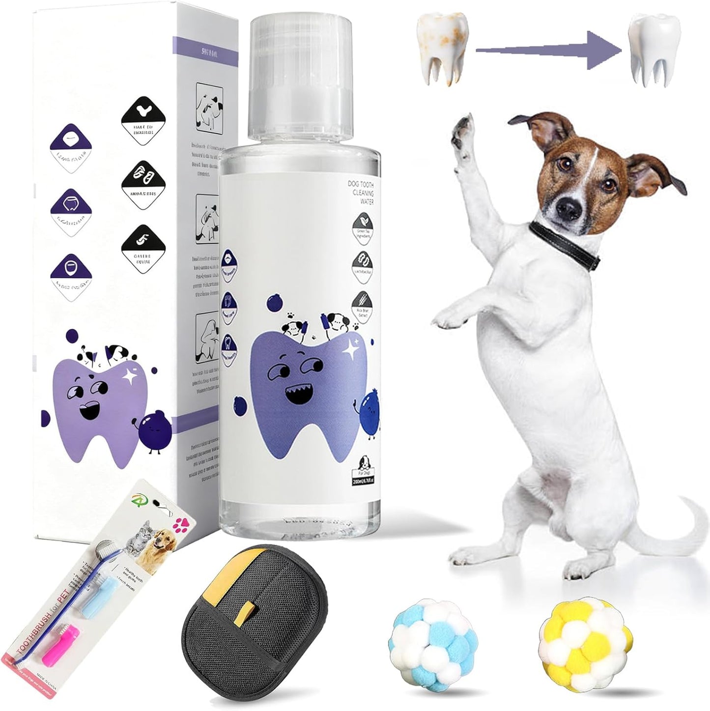Dental Water Additive, Specialized Dental Care Formula，Natural Flavorless Teeth Cleaning Mouthwash, Freshens Dog Breath & Promotes Healthy Gums, Easy Daily Use for All Pet (200ML)