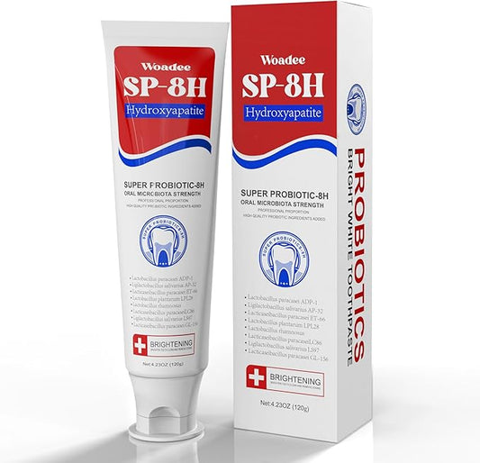 SP-8 Hydroxyapatite Probiotic Whitening Toothpaste, 8 Probiotics Plus Hydroxyapatite Formula for Teeth Whitening, Strengthening and Enamel Protection，Mint Flavor, Fresh Breath, Fluoride-Free (1)