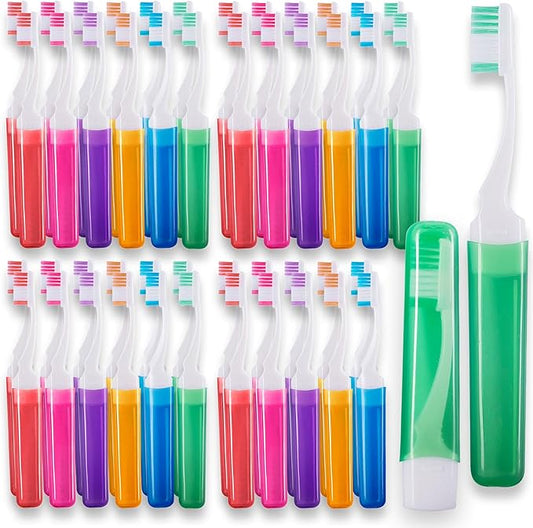 Firm Mini Travel Toothbrush with Cover, Camping Size, Adult Kit (50 Pack Medium)