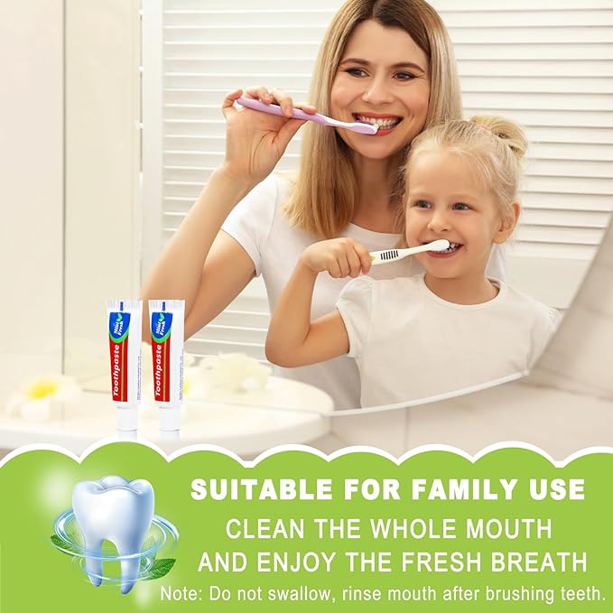 50 Tubes Bulk Travel Size Toothpaste,Miniature 0.88 oz(25g) Small Toothpaste Travel Size Bulk 1.3x3.93 inches Peppermint Mini Disposable Toothpaste for Hotel,Guests,Homeless,Charity