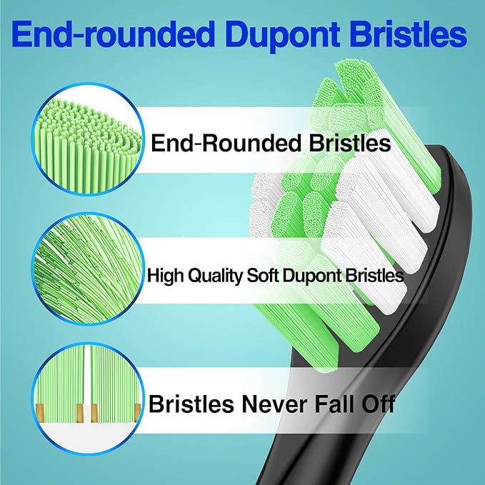 Osctor Fit for Sonicare Replacement Heads, Toothbrush Replacement Brush Heads Compatible with Philips Sonicare Click on Electric Toothbrush, 4 Pack, Black