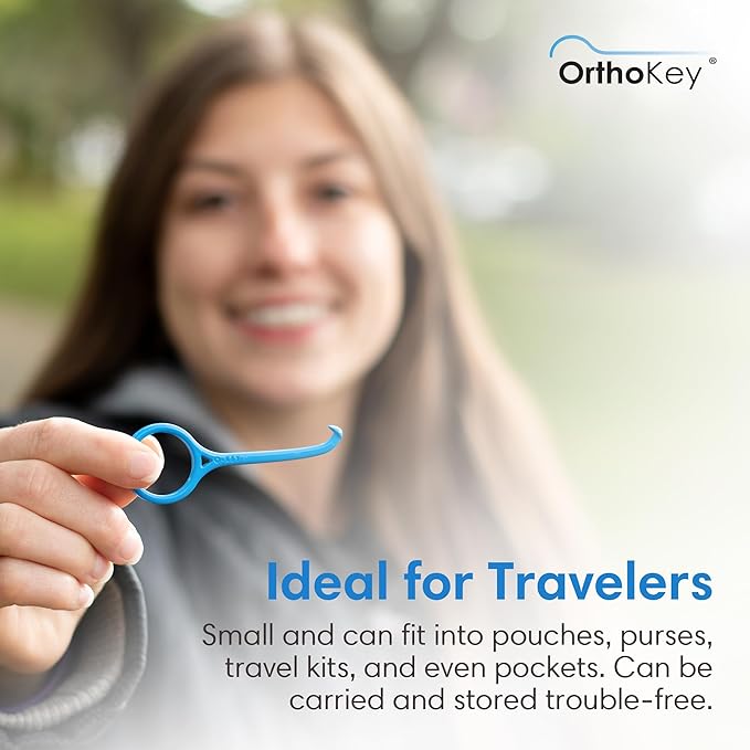 OrthoKey Aligner Remover - Versatile Clear Aligner & Retainer Removal Tool - Hygienic Invisalign Remover, Denture Grabber - Portable & Durable, Fits Dental & Aligner Cases - (Blue, 1-Pack)