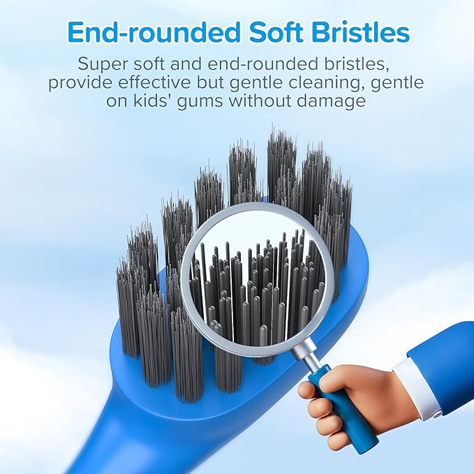Replacement Toothbrush Heads Compatiable with Burst Kids Electric Toothbrush, Soft Charcoal Bristles for Gentle on Gum & Deep Cleaning, Blue, Pack of 10
