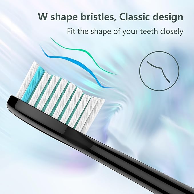 BUKURII Toothbrush Replacement Heads Compatible with Philips Electric Toothbrushes, 8Pcs, Black, Refills for Sonicare Snap-on Brush Handles 1100 2100 4100 5100, Replace for A3 C2 C3 G2 G3