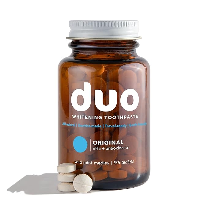 Duo Toothpaste Tablets | Nano-Hydroxyapatite (nHa) Natural Whitening, Remineralize, Reduce Sensitivity | Sustainable & Plastic Free | Dentist Created | Wild Mint Medley - 1 Bottle / 186 Tablets