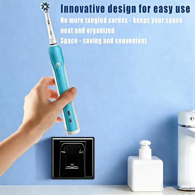 Wall Charger for Oral B Electric Toothbrush, Compatible with Oral B iO3 iO4 iO5 iO6 PRO/DB Series Inductive Charging Base Model 3757（Not Suitable for Toothbrush with Diameter Exceeding 3cm）（Black）