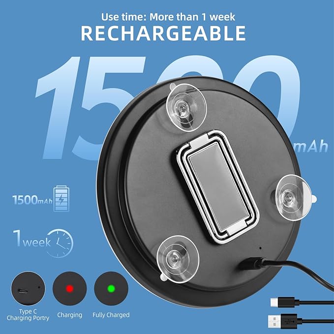 30x Magnifying Mirror With Light, Large 6" Rechargeable Lighted With Suction Cups & Table Stand, 3 Color Modes Dimmable Light up Travel Makeup High Magnification