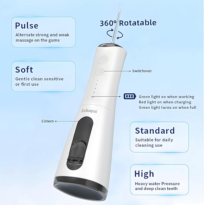 Water Flosser for Adults – Cordless, Waterproof Dental Flosser for Teeth & Gums, Rechargeable Oral Irrigator with 300ml/10oz Water Tank for Plaque Removal & Gum Care