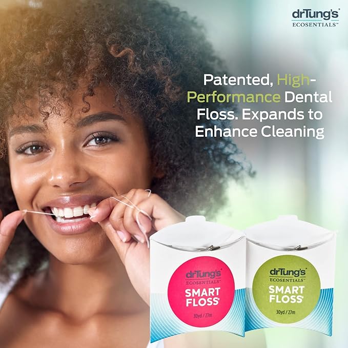 DrTung's Smart Floss - Natural Floss, PTFE & PFAS Free Floss, Gentle on Gums, Expands & Stretches, BPA Free - Natural Dental Floss Cardamom Flavor (Pack of 1)