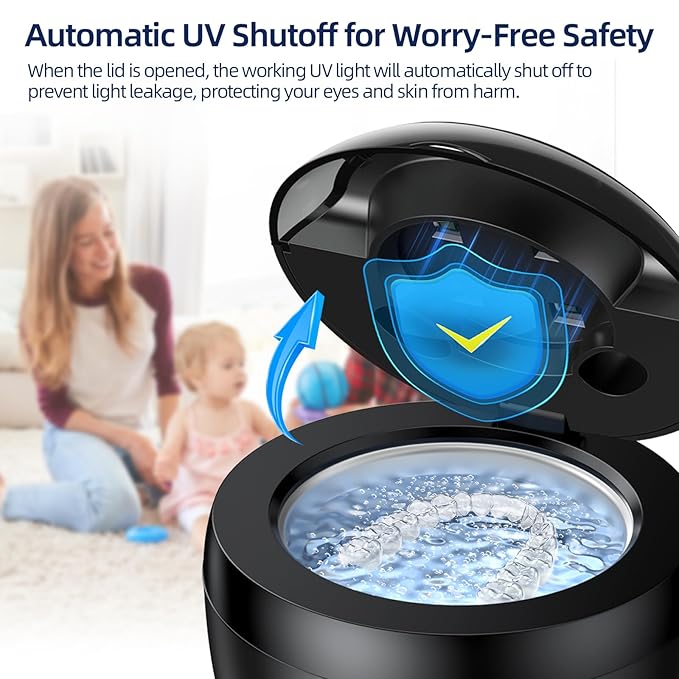 Ultrasonic Retainer Cleaner, Retainer Cleaner Machine for Dentures, Mouth Guards, Braces, Toothbrush Heads, Jewelry with 200ML Capacity, 45kHz Retainer Cleaning, 4 Modes for All Denture Brush