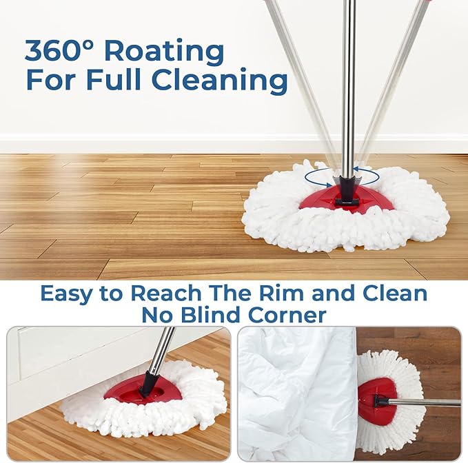 Matthew Cleaning 6Pack White Microfiber Spin Mop Replacement Head Compatible with EasyWring Spin Mop Replace Head-EasyWring High Absorbency,Machine Washable,Microfiber Spin Mop Refills