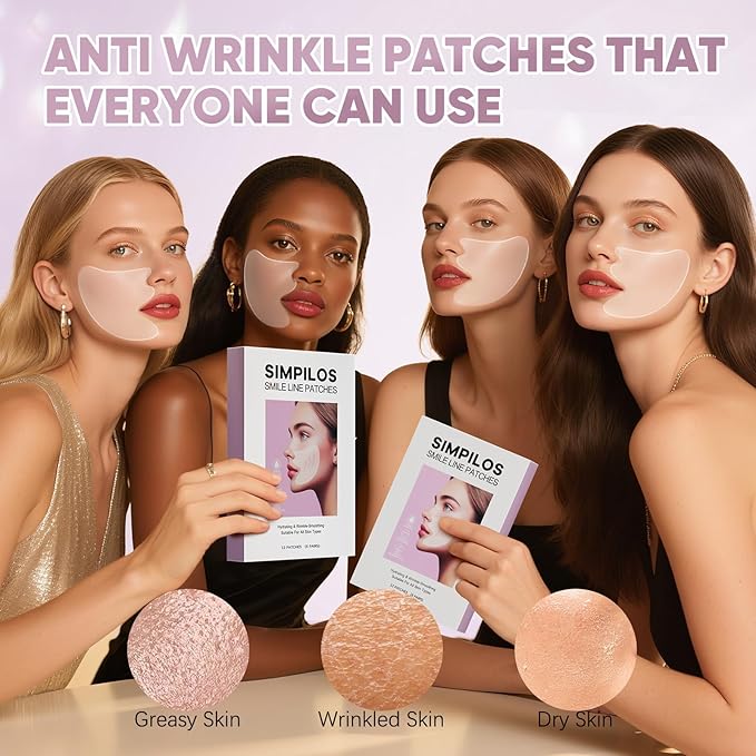 Smile Line Patches, Anti Wrinkle Patches Facial Tapes for Nasolabial Folds, Face Lifting & Face Wrinkle Smoothing Patches - 6 Pairs