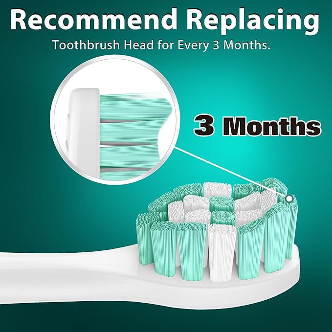 Toothbrush Heads for Philips Sonicare Replacement Heads, C2 Brush Head Compatible with Phillips Sonicare Click-on 4100 5100 6100 Electric Toothbrush, 4 Pack, White