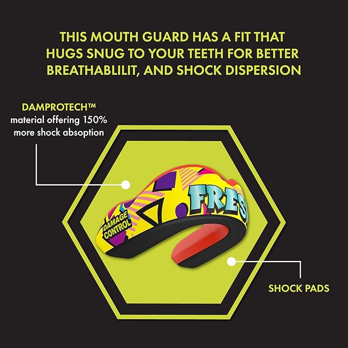 DAMAGE CONTROL Extreme Impact Mouth Guard – Sports Mouthguard for Boxing, MMA, BJJ, Hockey, Rugby, Lacrosse, & More – Mouthpiece for Teeth & Jaw Protection, for Youth & Adults (Adult, Fresh)