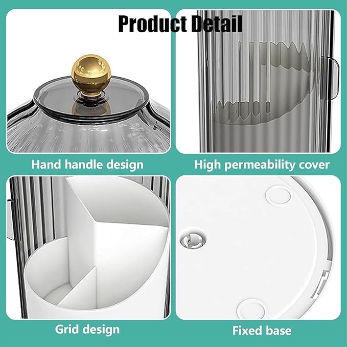 Concealed Toothbrush Holder, Rotating Bathroom Organizer Countertop, Toothbrush Holders with Cover, Bathroom Counter Organizer with Covered Makeup Brush Holder (1pcs Green)